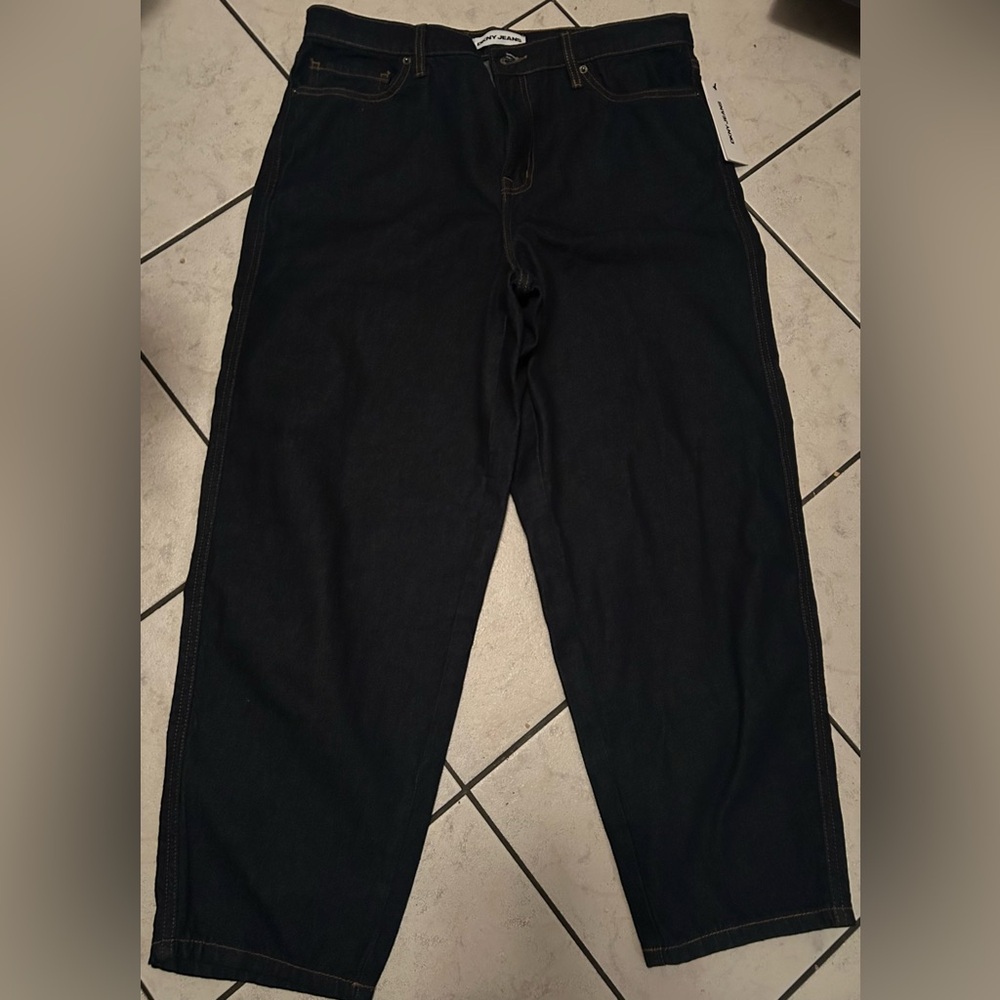 DKNY Women's Dark Blue Barrel-Leg Jeans mid-rise NWT